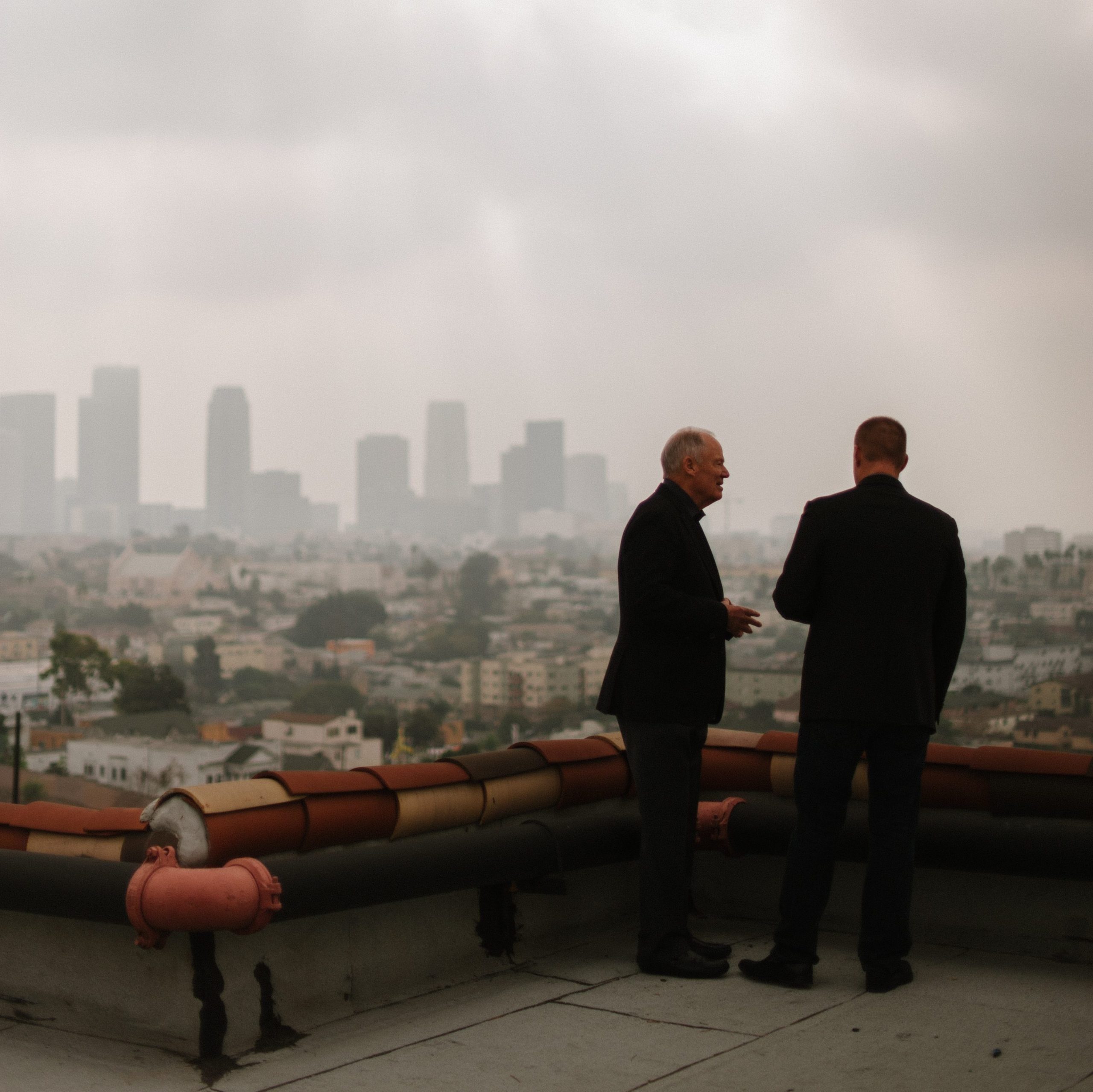 Pastor Matthew and Tommy Barnett on the Roof of the Dream Center